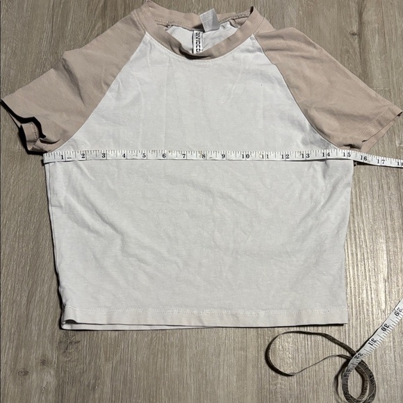 Divided White and Tan Short Sleeve Tee - Picture 2 of 3